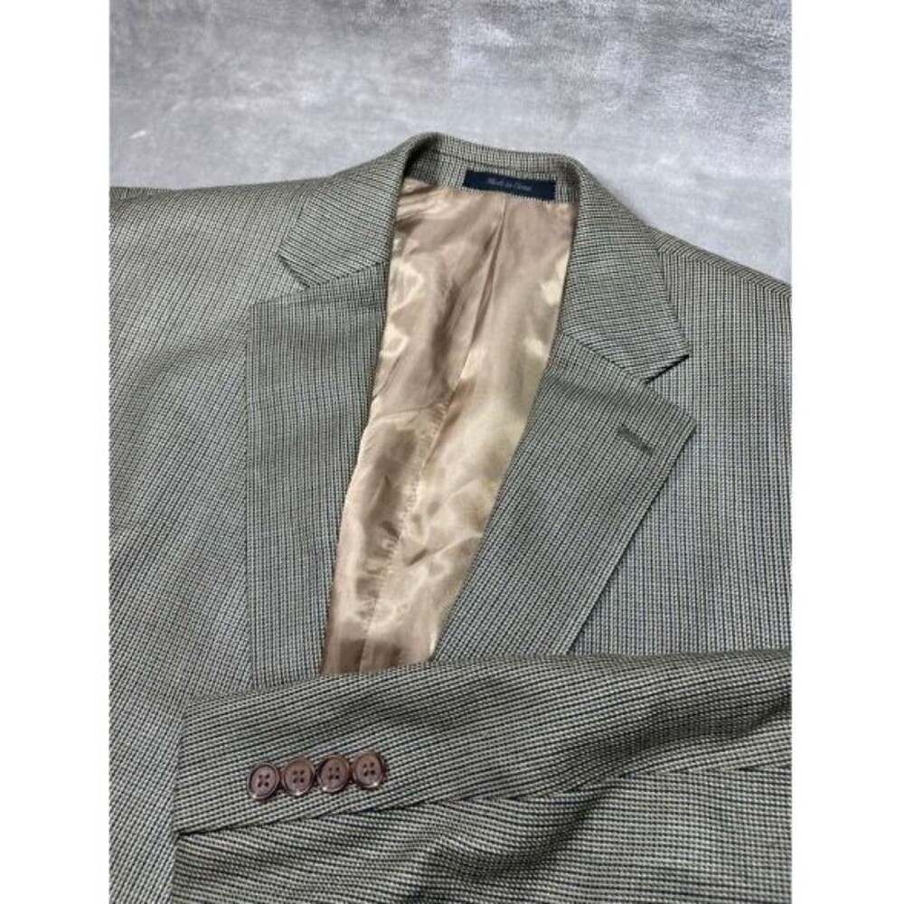 Ralph Lauren Silk Blazer Men's Size 42L Brown Houndstooth Coat Suit Formal